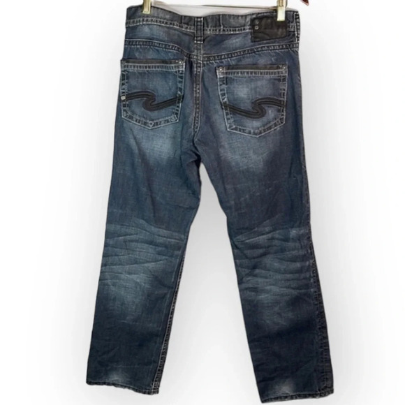 SILVER Grayson Heritage Relaxed Jeans Blue Dark Wash Straight Leg Size 31 - Picture 2 of 13